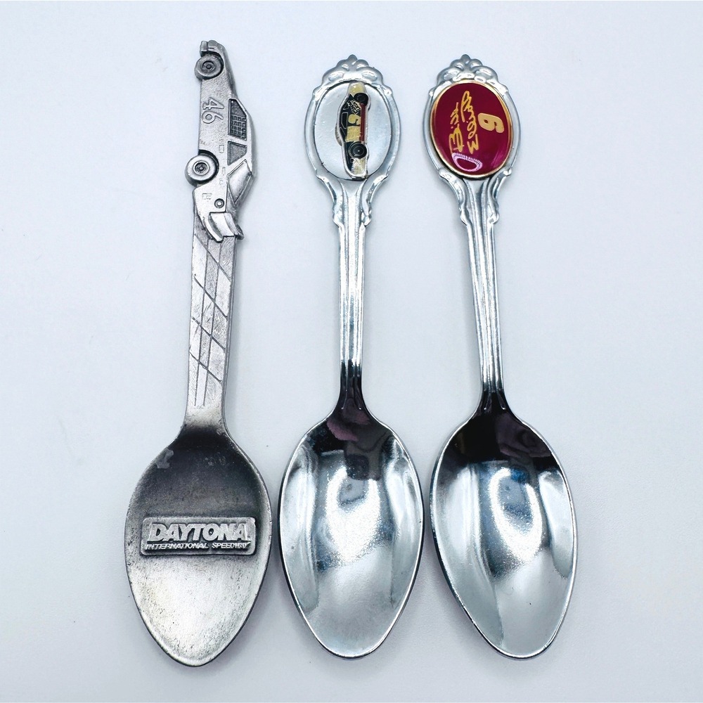 Vintage NASCAR Souvenir Spoons Set Daytona International Pewter Bill Elliott 9‎